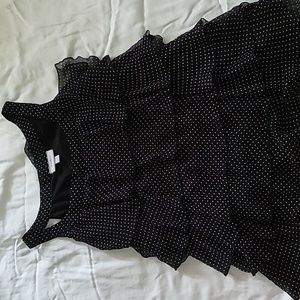 Dress Barn Polka Dot Black and White Flowy Shirt Size Large